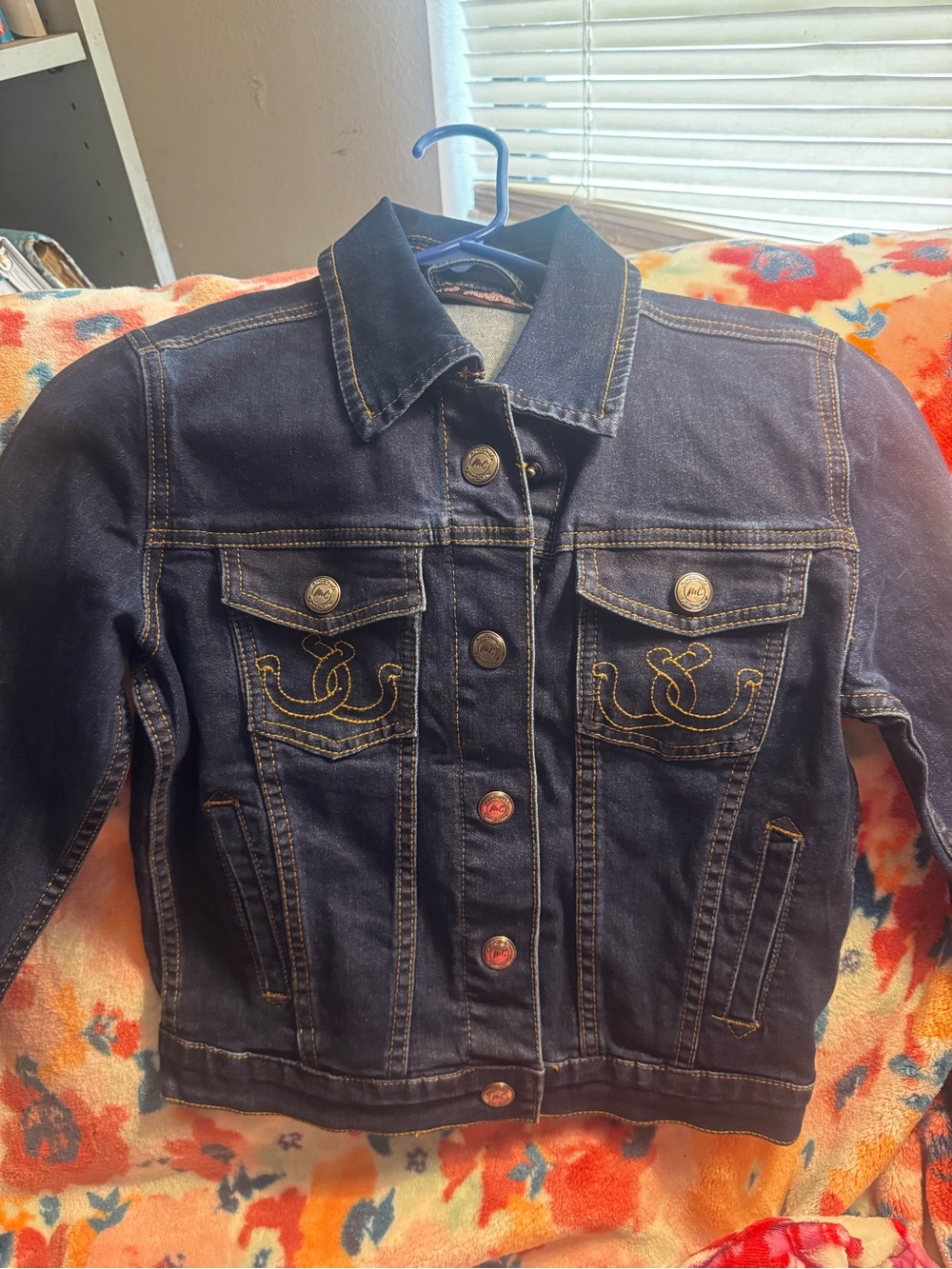 Wrangler Dark Indigo Kids Denim Jacket with Embroidered Front Pockets